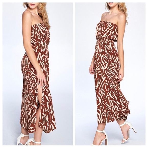 Crescent Dresses & Skirts - “HELOISE” Zebra print tube maxi dress